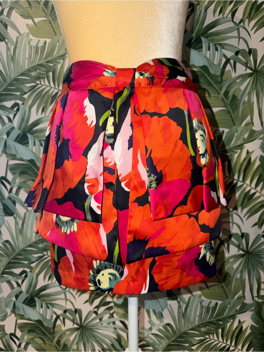 Ted Baker Orange & Pink Floral Tiered Mini Skirt 0